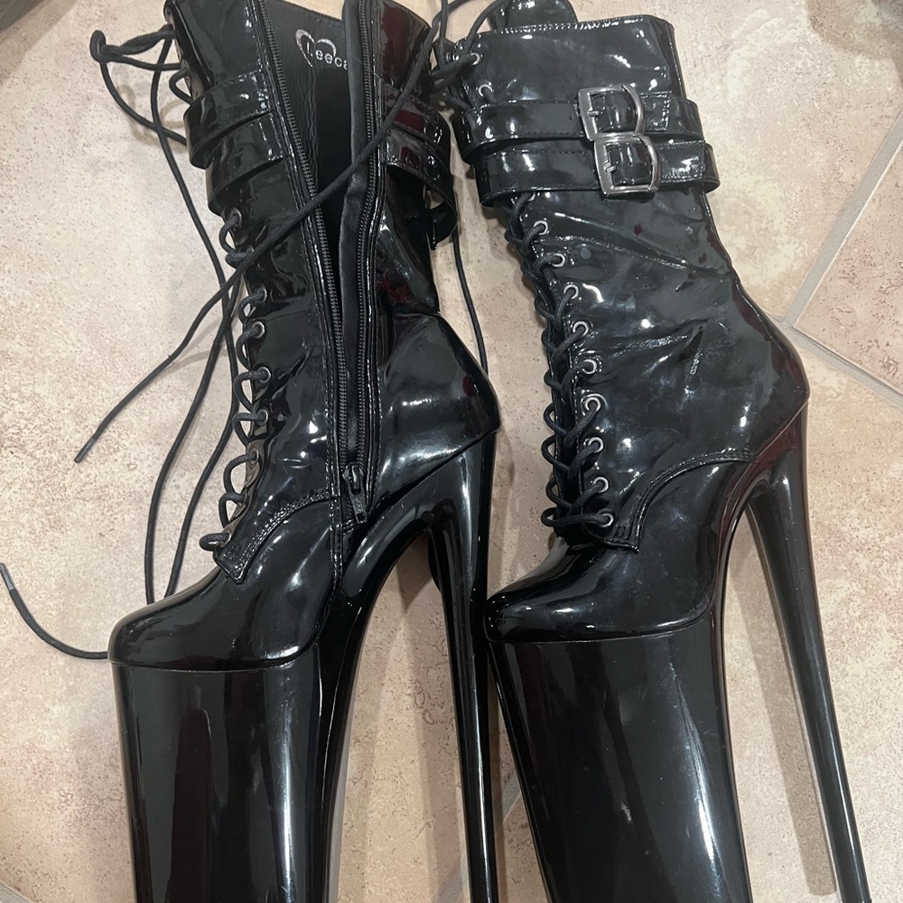Black Patent Leather Platform Boots